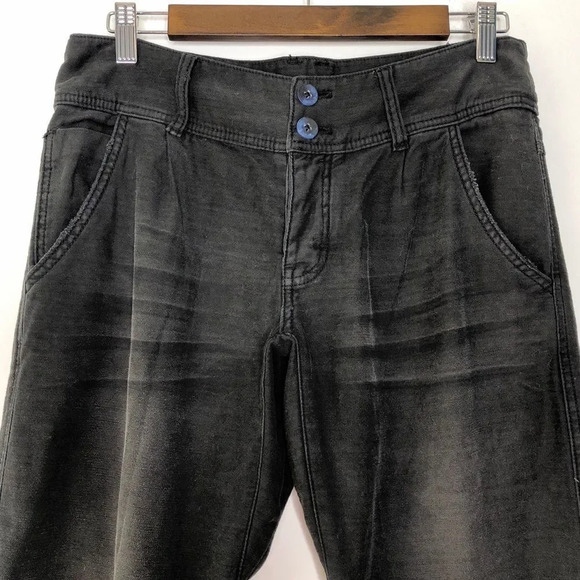 Free People Washed Out Black Button Fly Tapered Leg Pants - Picture 2 of 12